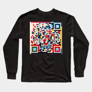 RickRoll QR Code Piet Mondrian Style Painting Long Sleeve T-Shirt